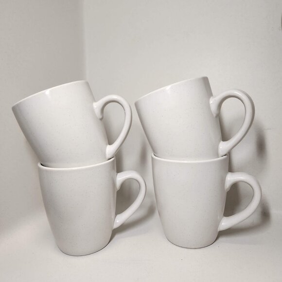 NEW Stone Lain 4 Piece Stoneware mugs cups Coffee Tea Dinnerware Set White Stone - Picture 2 of 5